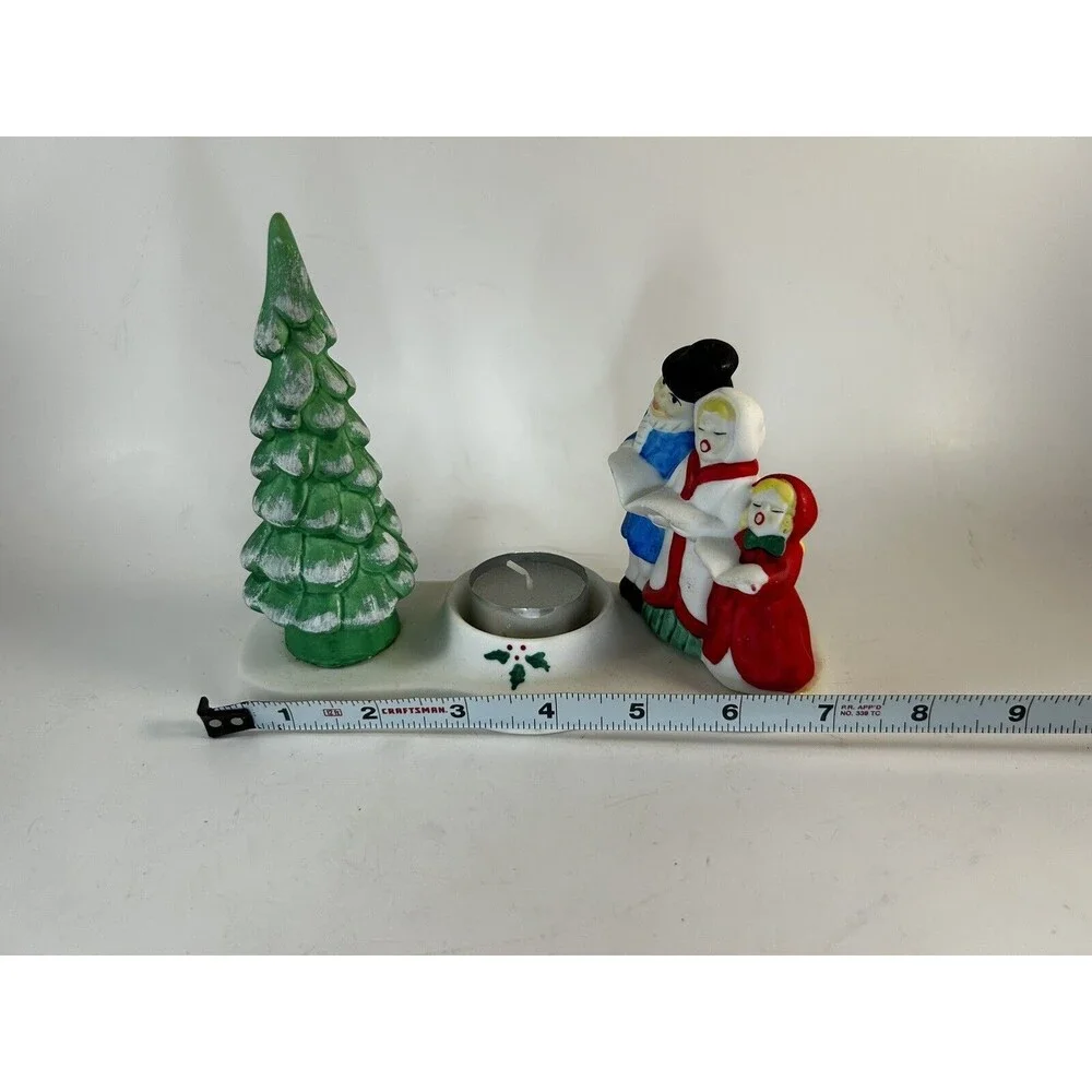 Vintage Porcelain Christmas Carolers Tea light Holder In Original Box Unused